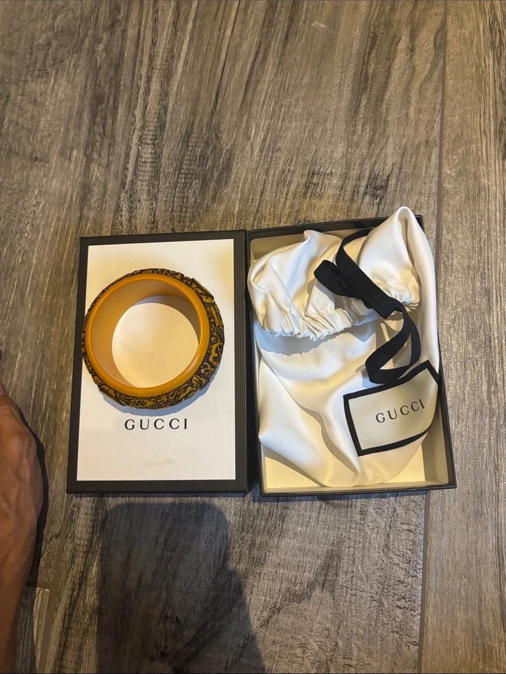 Gucci Yellow Carved Resin Bangle